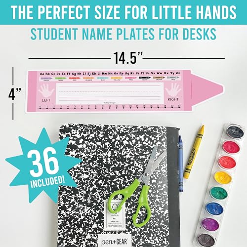 Hadley Designs Desk Name Tags for Classroom 36 Student Name Tags for Desks 145x4 Name Plates for Classroom Decor Teacher Supplies Crayon Nametags 1st3rd Grade Kindergarten Preschool Must Haves - Image 3