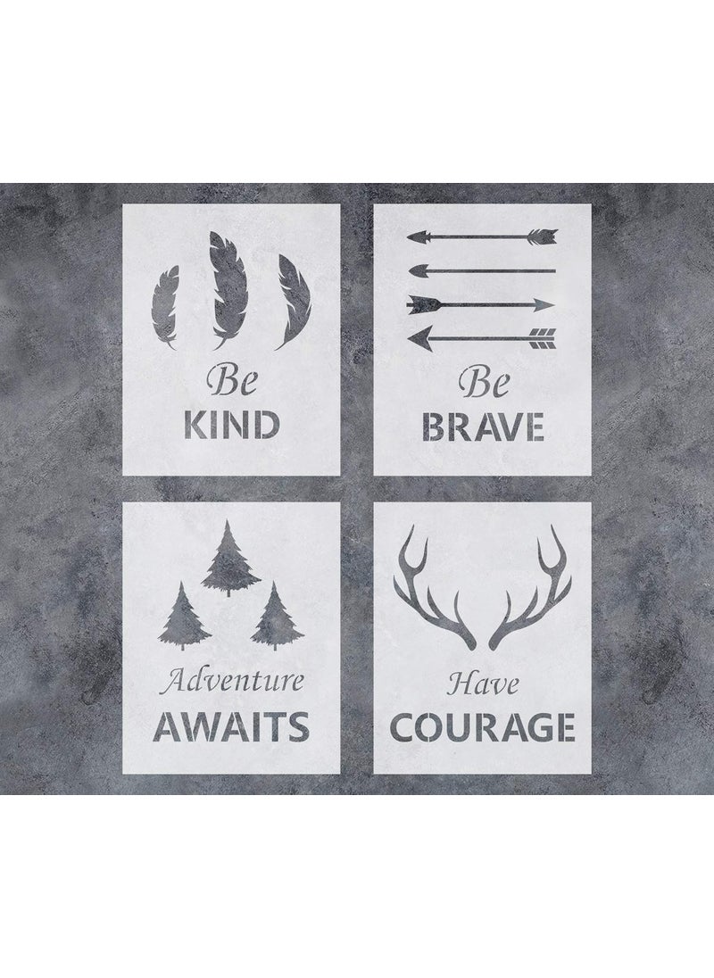 G GSS Designs GSS Designs Forest Animals Stencils (4 Pack) - Quotes Inspirational Art Painting Stencils Feather, Arrow, Deer Horn, Trees (8x10Inch) - Reusable Stencils for Painting (SL-098)  - Image 1