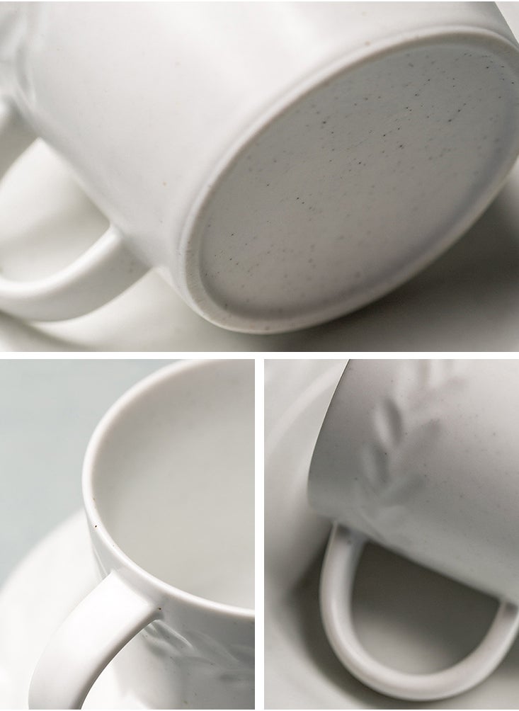 Perfii Set of 2 200ml Porcelain Coffee Mug Set, Large Coffee Cups with Saucers Perfect for Coffee and Tea Lovers  - Image 4