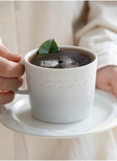 Perfii Set of 2 200ml Porcelain Coffee Mug Set, Large Coffee Cups with Saucers Perfect for Coffee and Tea Lovers  - Image 3