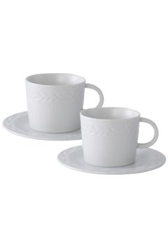 Perfii Set of 2 200ml Porcelain Coffee Mug Set, Large Coffee Cups with Saucers Perfect for Coffee and Tea Lovers  - Image 1