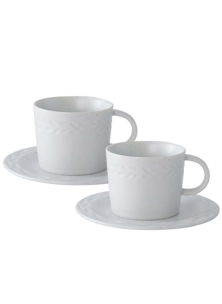 Perfii Set of 2 200ml Porcelain Coffee Mug Set, Large Coffee Cups with Saucers Perfect for Coffee and Tea Lovers  - Image 1