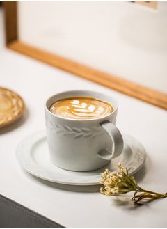 Perfii Set of 2 200ml Porcelain Coffee Mug Set, Large Coffee Cups with Saucers Perfect for Coffee and Tea Lovers  - Image 5