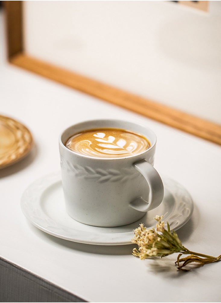 Perfii Set of 2 200ml Porcelain Coffee Mug Set, Large Coffee Cups with Saucers Perfect for Coffee and Tea Lovers  - Image 5