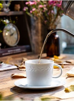 Perfii Set of 2 200ml Porcelain Coffee Mug Set, Large Coffee Cups with Saucers Perfect for Coffee and Tea Lovers  - Image 2