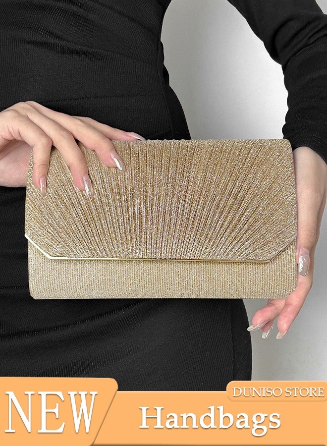 DUNISO Shiny Glitter Women Evening Clutch Bag Envelope Handbag Chain Crossbody Purse for Wedding Formal Cocktail Party Daily Use - Image 1