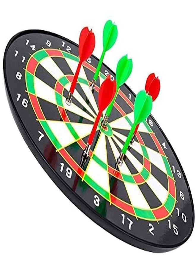 KERBRO Plastic Round Shape Magnetic Dartboard Board Game Set - Bullseye 14 Inch Dart Board with 6 Pcs Safe Darts (SSTP) - Black - Image 1