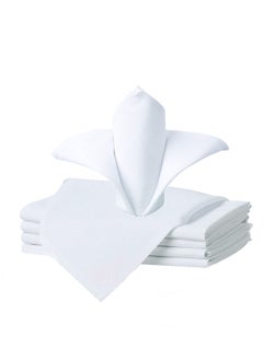 Generic Generic 50 x 50cm Solid Polyester Cloth Washable Napkins for Wedding Party Hotel Restaurant Dinner Family Gatherings,Set of 4,White  - Image 1