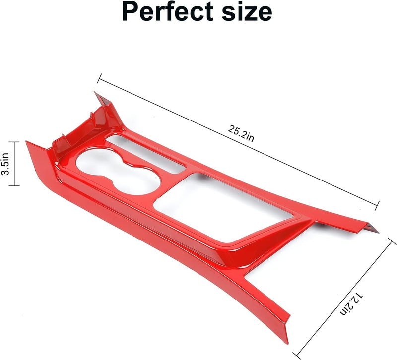 CheroCar Gear Shift Panel Trim Cover for Dodge Challenger 2009-2014 - Red - Image 3