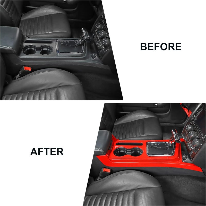 CheroCar Gear Shift Panel Trim Cover for Dodge Challenger 2009-2014 - Red - Image 2