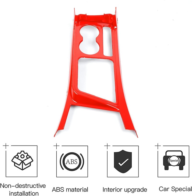 CheroCar Gear Shift Panel Trim Cover for Dodge Challenger 2009-2014 - Red - Image 4