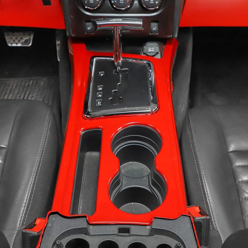 CheroCar Gear Shift Panel Trim Cover for Dodge Challenger 2009-2014 - Red - Image 5