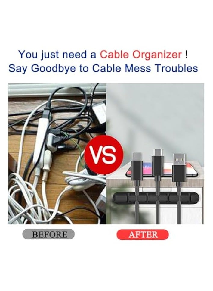 erorex Cable Holder Clips,4Pack Black Self Adhesive Cord Holder, Ideal Cable Management Cord Organizer Wire Keeper for Desk,Nightstand, Phone Charger,Computer,Home - Image 3