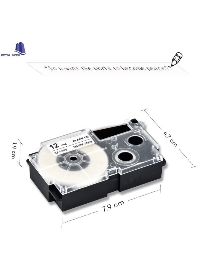 Royal Apex Compatible Casio Label Cassette Black On White Compatible Label Tape For Casio Ez Label Printers Perfect For Office Retail Warehouse Home Diy And Industrial Applications 1 12Mm - Image 5