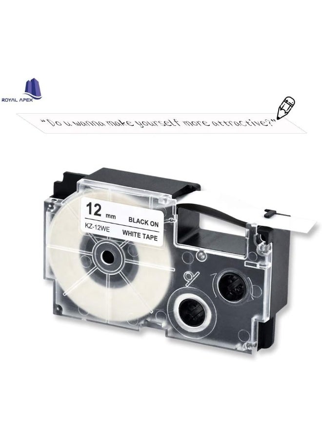 Royal Apex Compatible Casio Label Cassette Black On White Compatible Label Tape For Casio Ez Label Printers Perfect For Office Retail Warehouse Home Diy And Industrial Applications 1 12Mm - Image 2