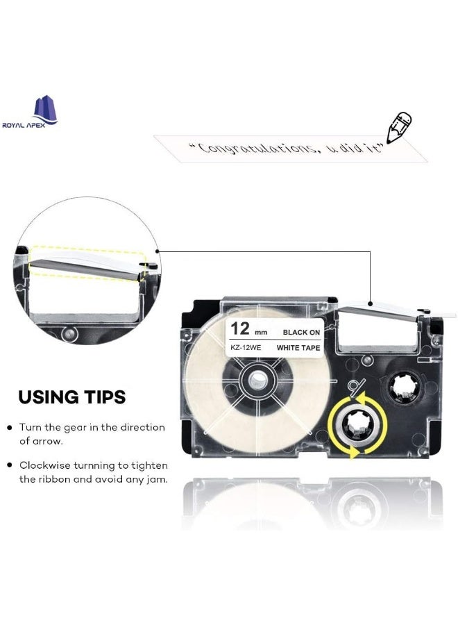 Royal Apex Compatible Casio Label Cassette Black On White Compatible Label Tape For Casio Ez Label Printers Perfect For Office Retail Warehouse Home Diy And Industrial Applications 1 12Mm - Image 4