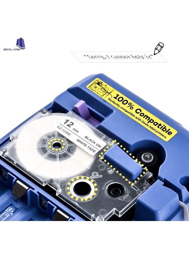 Royal Apex Compatible Casio Label Cassette Black On White Compatible Label Tape For Casio Ez Label Printers Perfect For Office Retail Warehouse Home Diy And Industrial Applications 1 12Mm - Image 3