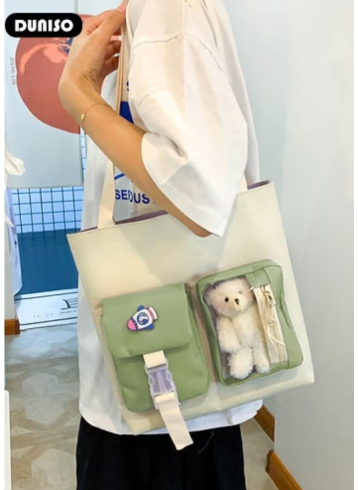 DUNISO Fresh Green Cute Schoolbag 5 - Piece Set | Adorable Plush Toys, Practical and Eye - Catching - Image 5