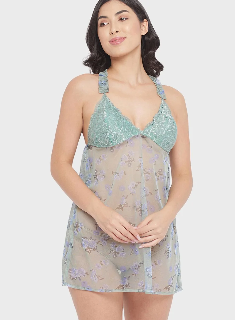 Clovia Halter Neck Tulle Babydoll