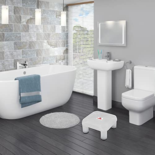 Homfine 5 Legs Strong Plastic Bath Stool Patla for Multiple Use in Bathroom, Home, Kitchen, Office (White, Medium, 1Pc) 29x29x14cm, Square - Image 4