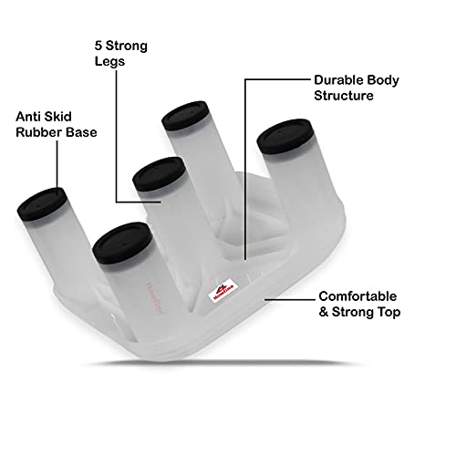 Homfine 5 Legs Strong Plastic Bath Stool Patla for Multiple Use in Bathroom, Home, Kitchen, Office (White, Medium, 1Pc) 29x29x14cm, Square - Image 2