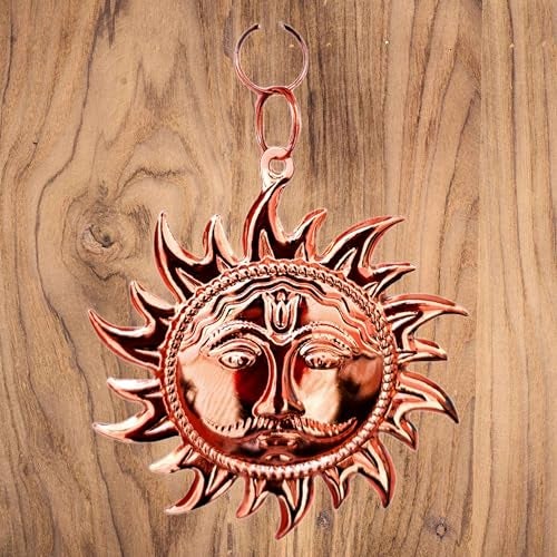 SSKR Copper Wall Hanging Sun Idol/Shri Surya Narayan Face for Vastu, Good Luck, Success and Prosperity | Surya Dev Wall Hanging for Home Entrance and Office | Size: 12 Cms - Image 5