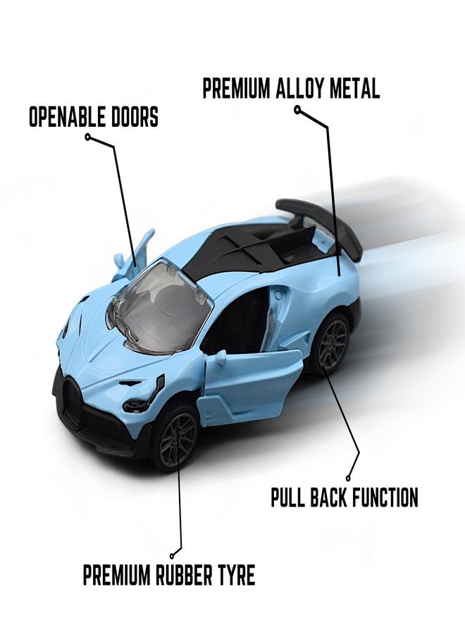 MASIPICKS Bugatti Car Toy 1:36 Exclusive Alloy Metal Pull Back Die-cast Car Diecast Metal Pullback Toy car with Openable Doors Boys Gifts Toys for Kids (Blue) - Image 3