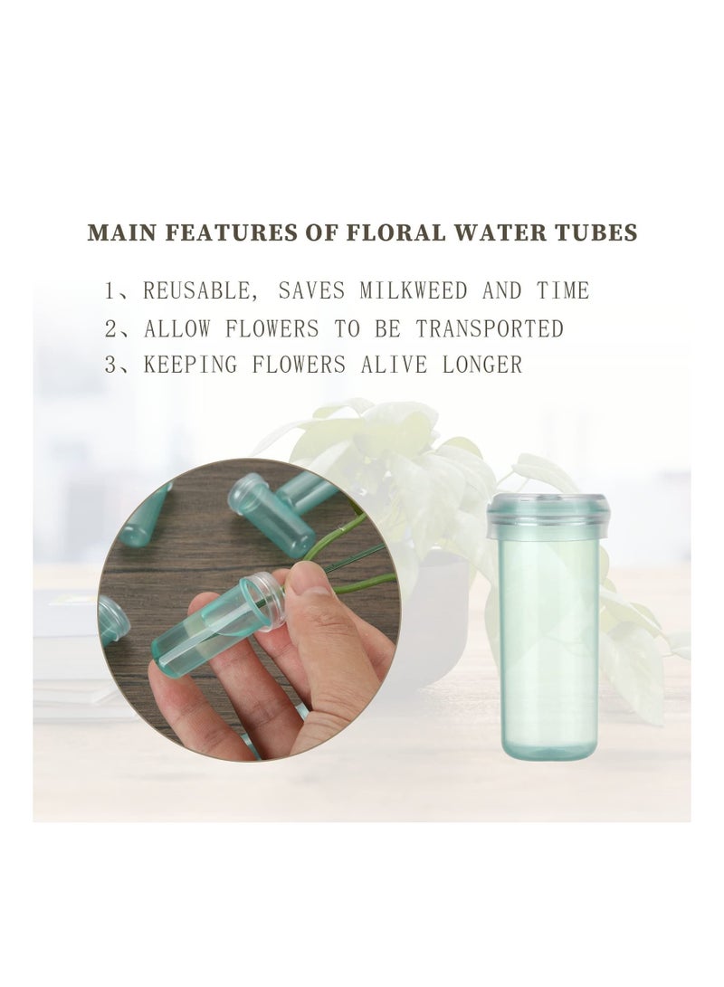 XiuWoo 200 Pack Floral Water Tubes 1.6 Inch Flower Vials for Small Mini Arrangement, Milkweed, Cutting, Green - Image 2