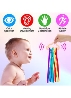 Daytoyz Baby Sensory Wooden Rattle Toys - 2PCS Rainbow Ribbon Ring Toys Natural Wood Rattle Molar Wood Circle Newborn Teether Sensory Montessori Toy for Infant Babies Toddler  - Image 5