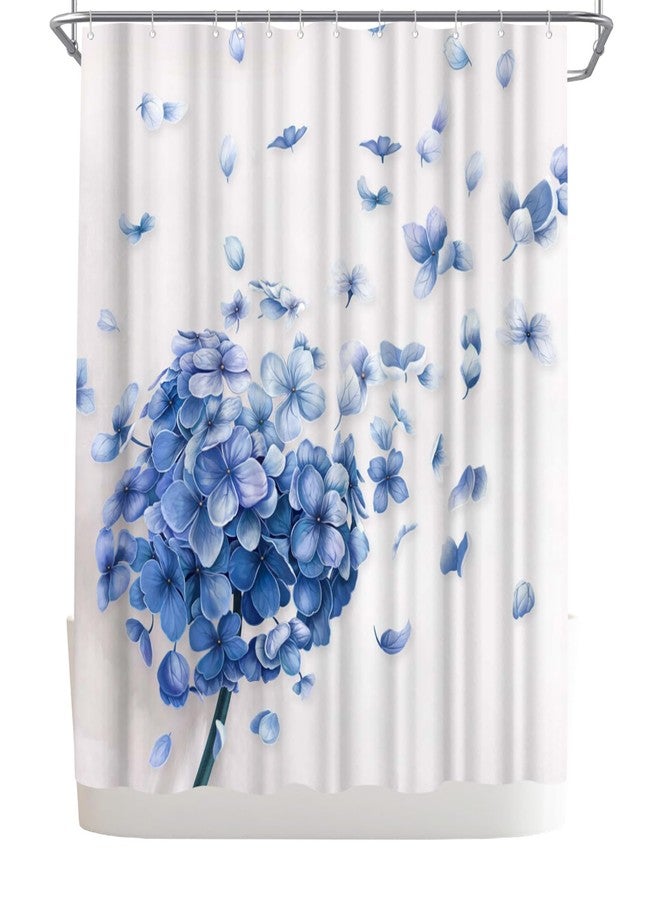 WELMECO Hydrangea Flower Shower Curtain Nature Flower Shower Curtain Elegant Bathroom Set Polyester Fabric, 72x72inch (Blue) - Image 1