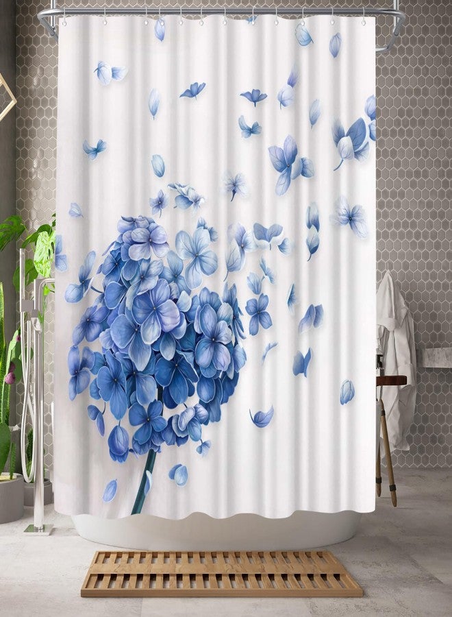 WELMECO Hydrangea Flower Shower Curtain Nature Flower Shower Curtain Elegant Bathroom Set Polyester Fabric, 72x72inch (Blue) - Image 4