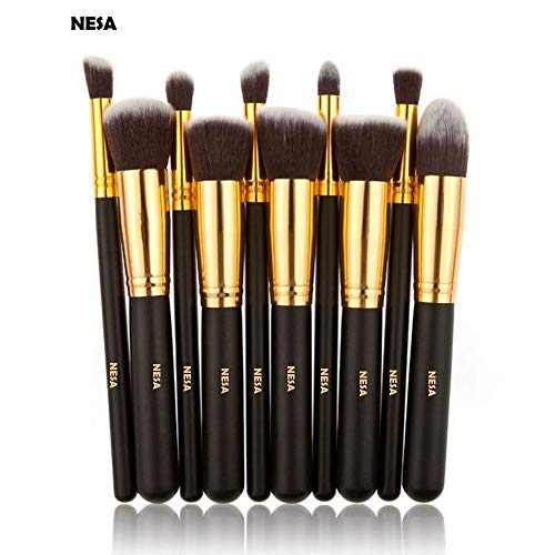 Nesa Makeup Brush Set with Pink Makeup Sponge, 4 Brushes, Beige Brush Holder (Multi Coloured, Pack of 10 Makeup Brush) - Image 3
