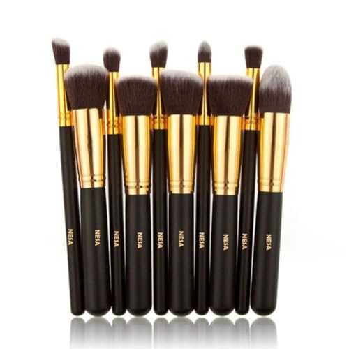 Nesa Makeup Brush Set with Pink Makeup Sponge, 4 Brushes, Beige Brush Holder (Multi Coloured, Pack of 10 Makeup Brush) - Image 1