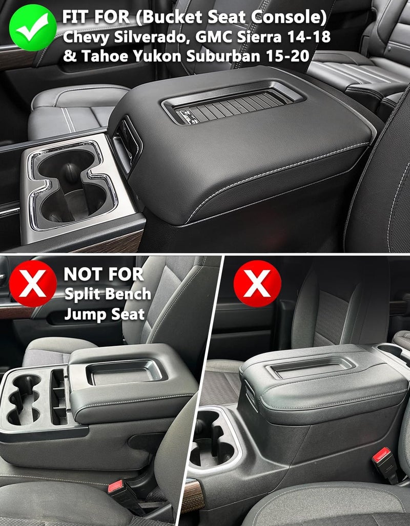KBH Center Console Armrest Cover for 2014-2018 Chevy Silverado & GMC Sierra, 2015-2020 Tahoe & Suburban & Yukon, Floor Console Bucket Seat, Interior Accessories, Dark Brown - Image 2