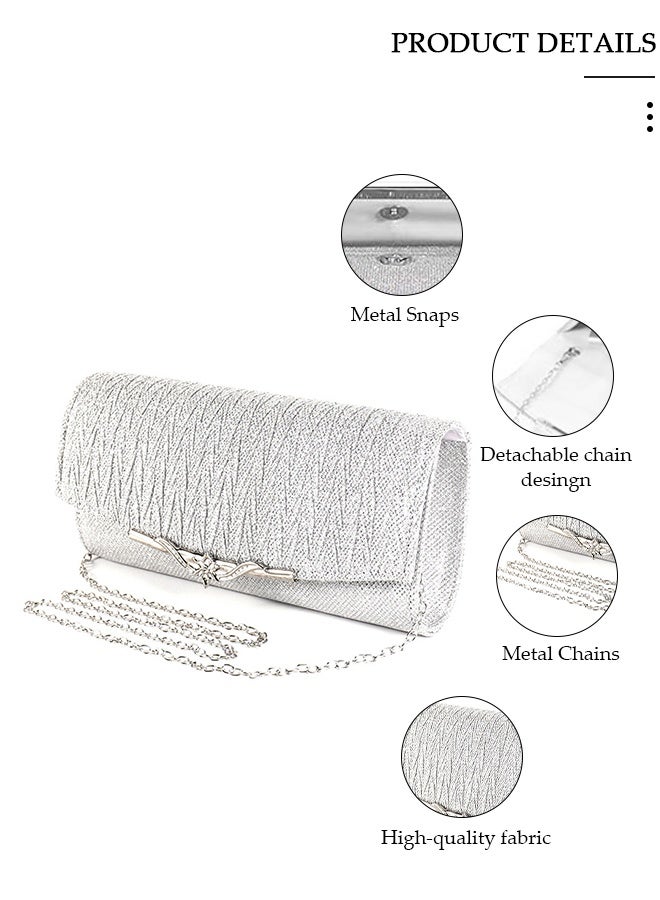 DUNISO Women's Evening Clutch for Weddings Party Prom Weekend, Evening Bag Clutch Purse, Sparkly Clutch Glitter Handbag Purse with Removable Chain for Formal Dress Bride Formal Cocktail Party Ladies - Image 5