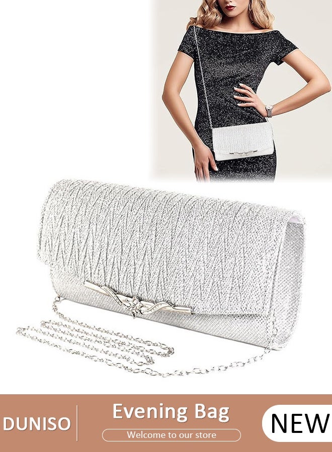 DUNISO Women's Evening Clutch for Weddings Party Prom Weekend, Evening Bag Clutch Purse, Sparkly Clutch Glitter Handbag Purse with Removable Chain for Formal Dress Bride Formal Cocktail Party Ladies - Image 1