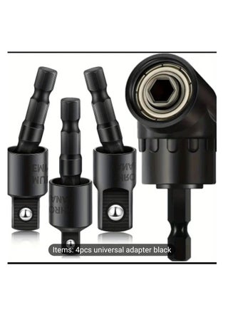 Impact Grade Sockets Adapter, 4pcs Power Drill Sockets Adapter Set with 360° Rotatable Hex Shank Drill Adapters, 105° Right Angle Screwdriver Attachment, Flexible Shaft Extension Bit - pzsku/Z7AEA16C557919FC0D152Z/45/_/1715523869/6d69cc4f-67eb-42b6-9b72-f613f0da6320