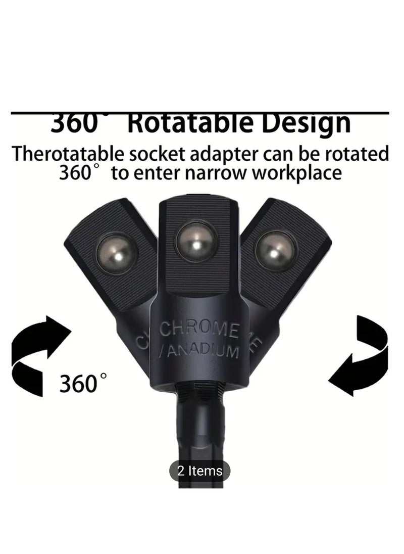 Generic Impact Grade Sockets Adapter, 4pcs Power Drill Sockets Adapter Set with 360° Rotatable Hex Shank Drill Adapters, 105° Right Angle Screwdriver Attachment, Flexible Shaft Extension Bit  - Image 2