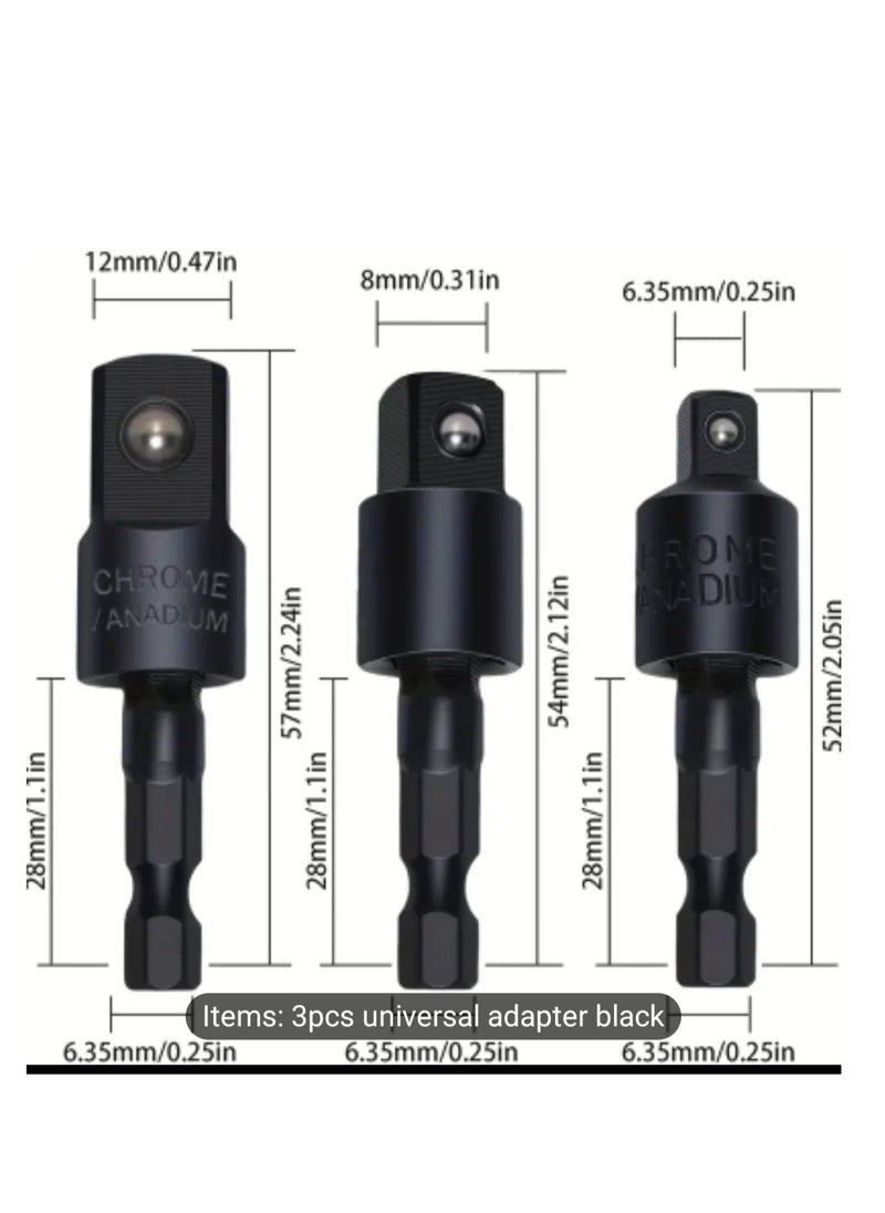 Generic Impact Grade Sockets Adapter, 4pcs Power Drill Sockets Adapter Set with 360° Rotatable Hex Shank Drill Adapters, 105° Right Angle Screwdriver Attachment, Flexible Shaft Extension Bit  - Image 4