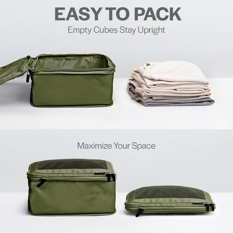 Aerotrunk Compression Packing Cubes for Travel - Luggage Organizer Bags - Double Zipper Packing Cubes for Suitcases (4-Pack, Olive) - Image 5