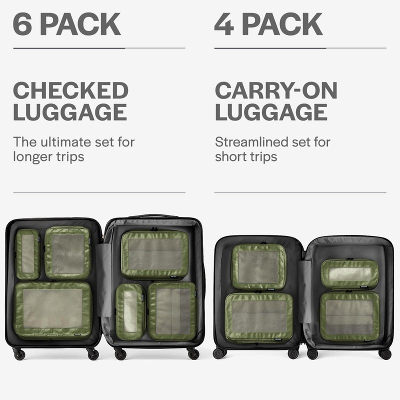 Aerotrunk Compression Packing Cubes for Travel - Luggage Organizer Bags - Double Zipper Packing Cubes for Suitcases (4-Pack, Olive) - Image 4