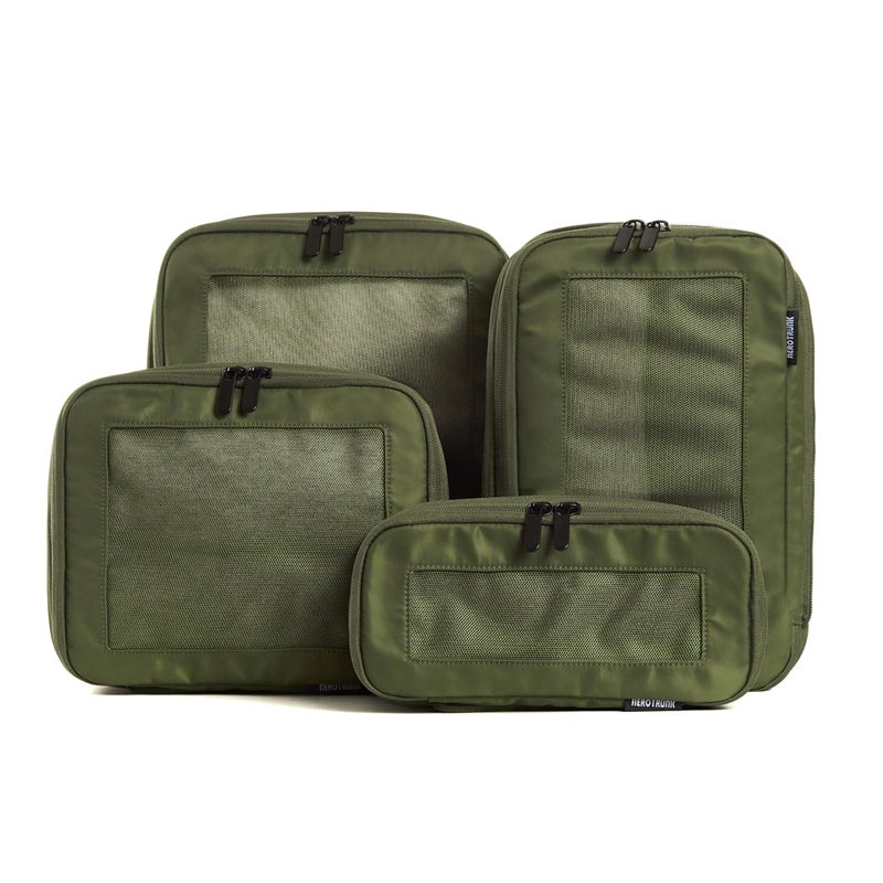 Aerotrunk Compression Packing Cubes for Travel - Luggage Organizer Bags - Double Zipper Packing Cubes for Suitcases (4-Pack, Olive) - Image 1