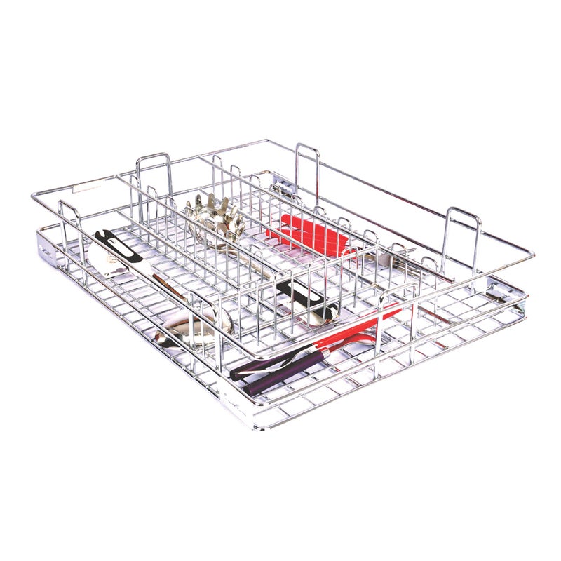 RAB Stainless Steel Cutlery Basket/Drawer Organizer, Flatware Drawer Tray for Serving Utensils (Code:- King, 20" x 19" x 4"), Silver - Image 3