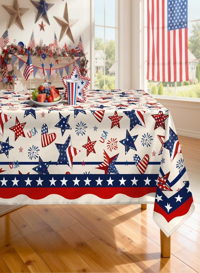 Arquiel 4th of July Tablecloth Waterproof, Patriotic Independence Day Table Cloth Rectangle Stain Resistant, Washable Table Cover for Home Kitchen Dining Party Decoration (60×84 Inch) - Image 1