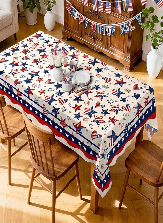 Arquiel 4th of July Tablecloth Waterproof, Patriotic Independence Day Table Cloth Rectangle Stain Resistant, Washable Table Cover for Home Kitchen Dining Party Decoration (60×84 Inch) - Image 2