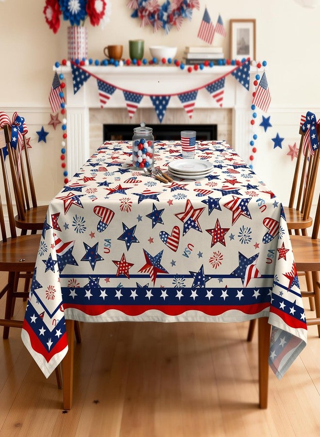 Arquiel 4th of July Tablecloth Waterproof, Patriotic Independence Day Table Cloth Rectangle Stain Resistant, Washable Table Cover for Home Kitchen Dining Party Decoration (60×84 Inch) - Image 4