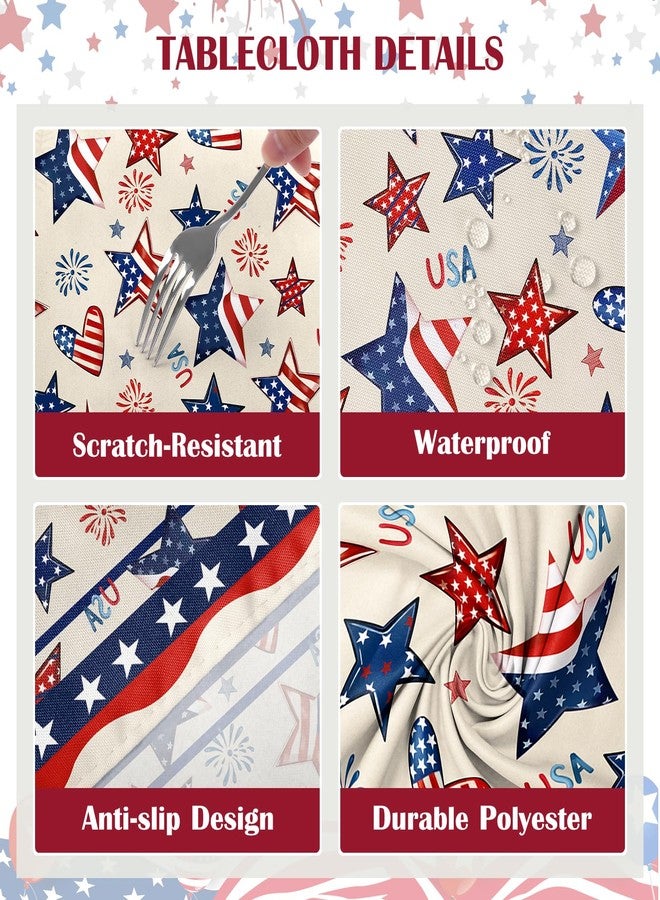 Arquiel 4th of July Tablecloth Waterproof, Patriotic Independence Day Table Cloth Rectangle Stain Resistant, Washable Table Cover for Home Kitchen Dining Party Decoration (60×84 Inch) - Image 5