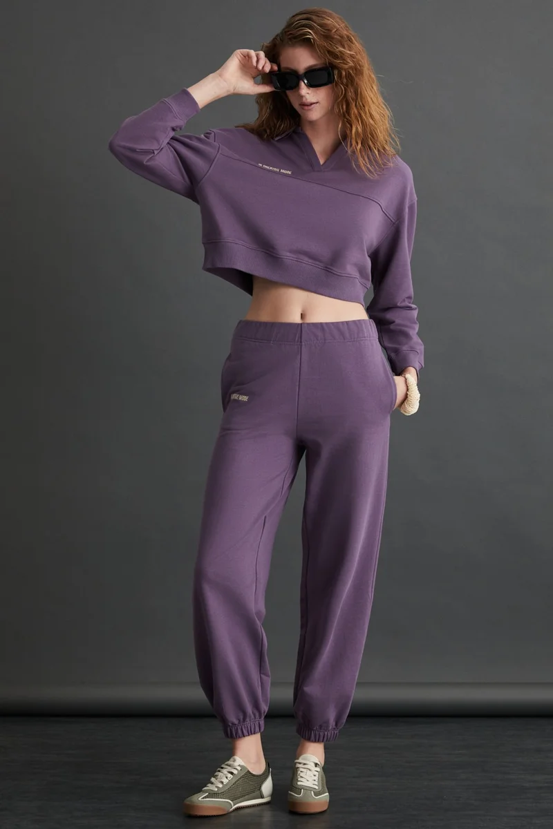 جريميلانج Shanell Women's Organic Cotton Raised Purple Sweatshirt