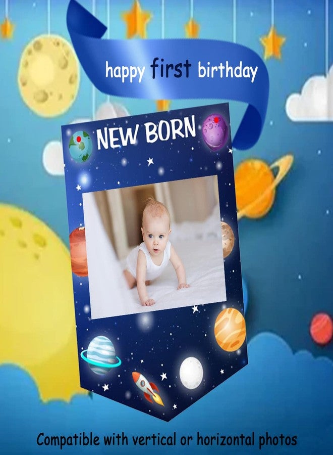Fangleland First Trip Around The Sun Photo Banner, Outer Space 1st Birthday Party Decoration - Blue Solar System Baby Picture Banner for Newborn to 12 Months' Boy - Image 5