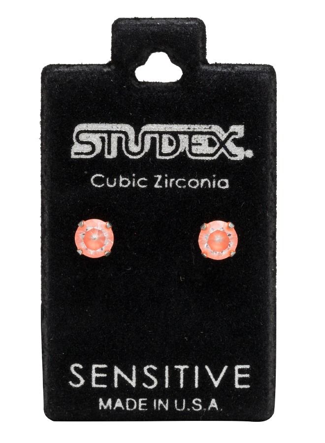 ستوديكس حلق الأذن 5 ملم مكعب زركونيا نيون أورانج من الفولاذ المقاوم للصدأ لا يسبب الحاسية - Image 5